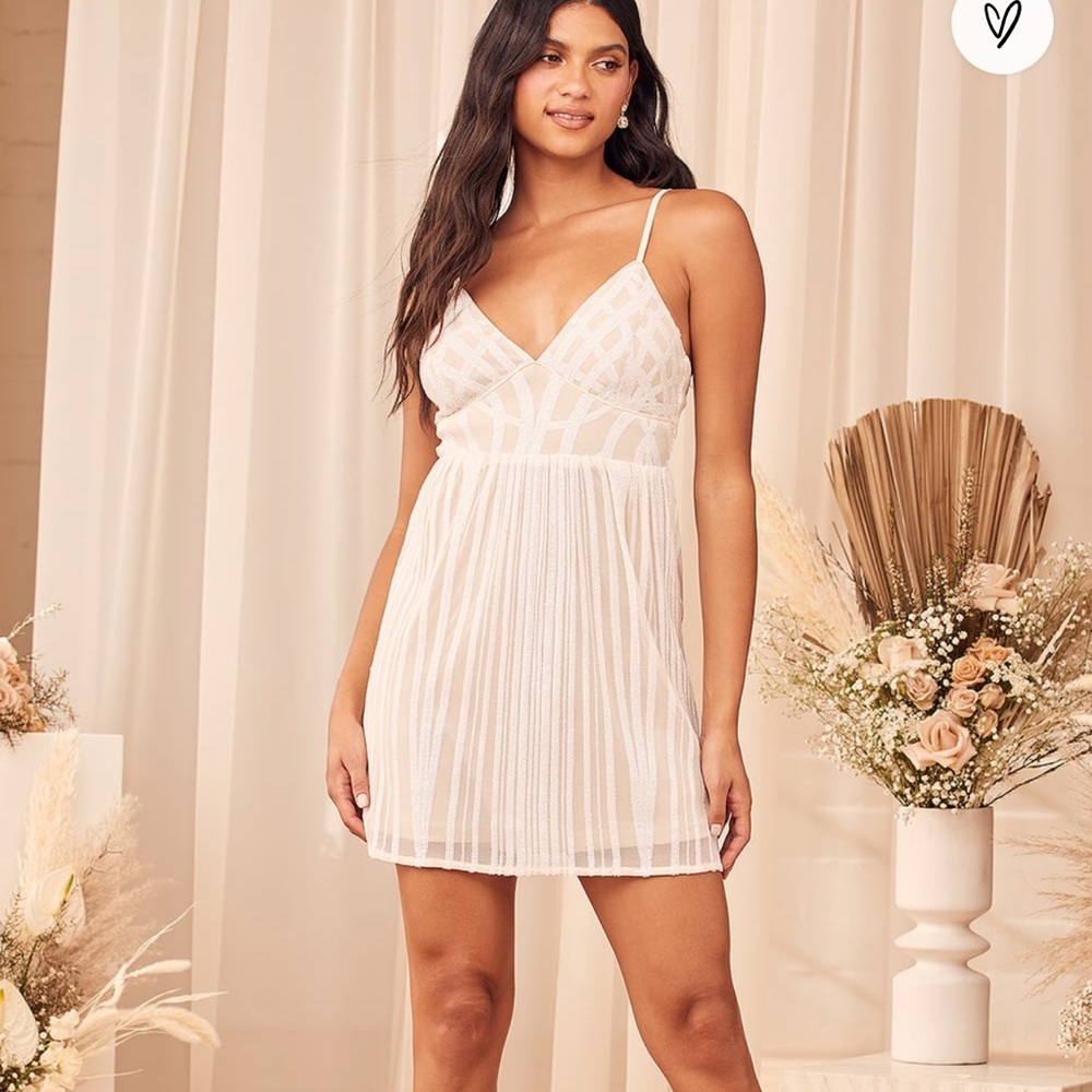 Lulus Sparkling Moment White Sequin Mini Dress